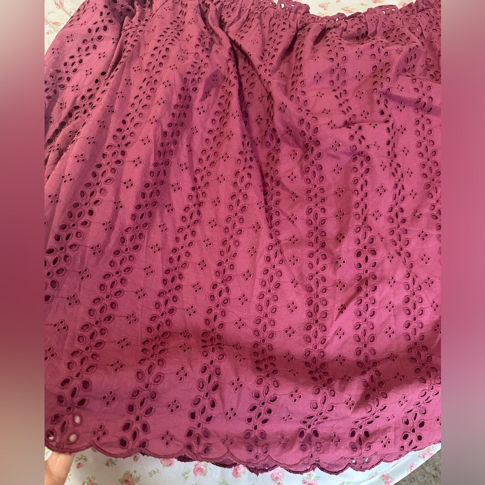 lane bryant 26 28 off the shoulder laser cut maroon long sleeve shirt Trendy - Picture 6 of 8